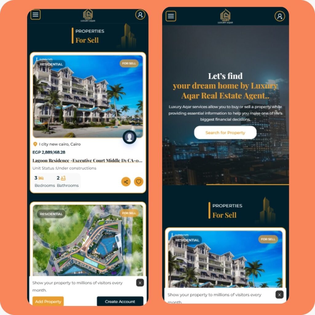 موقع عقارات بلغة React وNext.js